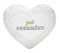 GRUSS & CO Just Married 74675 - Cuscino a forma di cuore, 30 cm x 28 cm, multicolore, 100% poliestere, idea regalo, amore, matrimonio