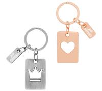 GRUSS & CO Just Married 74682 - Set regalo con due portachiavi, lunghezza 6,3 cm, corona e cuore, in metallo, regalo per coppie, regalo di nozze