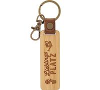 GRUSS & CO Portachiavi in legno con motivo | Ciondolo in legno naturale con incisione, con moschettone, marrone, Länge 15 cm, Motivo Lieblingsplatz