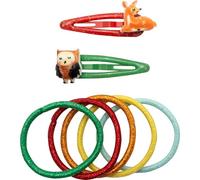 GRUSS & CO Set di accessori per capelli con motivo "Foresta" | Set regalo con 2 fermagli per capelli glitter e 5 elastici per capelli | Regalo di compleanno per bambini, sacchetto della scuola,