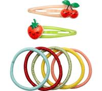 GRUSS & CO Set di accessori per capelli con motivo "frutta" | Set regalo con 2 fermagli per capelli glitter e 5 elastici per capelli | Regalo di compleanno per bambini, sacchetto della scuola, ragazza