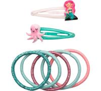 GRUSS & CO Set di accessori per capelli con motivo "mare" | Set regalo con 2 fermagli per capelli glitter e 5 elastici per capelli | Regalo di compleanno per bambini, sacchetto della scuola, ragazza |