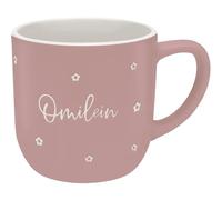 GRUSS & CO Tazza con incisione Omilein | gres porcellanato, 40 cl, rosa, tazza da caffè | regalo per nonna, naturalmente bella | 74641