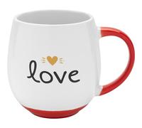 GRUSS & CO Tazza con motivo Love | tazza da caffè panciata, porcellana, 50 cl, manico e fondo colorato, regalo innamorato, amore, San Valentino | 73828