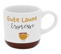 GRUSS & CO Tazza da caffè con motivo Buon umore | Mini tazza in gres porcellanato, 10 cl, con nastro regalo, regalo per amici, compleanno | 74647