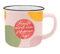 GRUSS & CO XL-Becher in Emailleoptik mit Motivdruck Heute wird ein schöner Tag