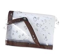 Gruytoie Telo Impermeabile Esterno Trasparente 1.2x1.5m/3.9x4.9ft, PVC Telone Occhiellato Impermeabile, Telo Trasparente, Telo Impermeabile Trasparente per Esterno Balcone Giardino Serra