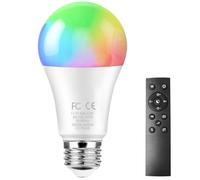 GRV lampadina intelligente A60 da 12 W AC100-240 V con telecomando da 2,4 GHz, LED RGBCW variabile da 3000-6500K, equivalente a una lampadina a incandescenza da