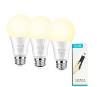 GRV Lampadina intelligente da 9 W A60 con telecomando 2,4 GHz,cambia colore lampadina led, dimmerabile 3000 K-6500 K,830 LM,base E27, Home Decor,1 telecomando e 3 lampadine
