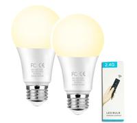 GRV Lampadina intelligente da 9 W A60 con telecomando 2,4 GHz,cambia colore lampadina led, dimmerabile 3000 K-6500 K,800 LM,base E27, Home Decor,1 telecomando e 2 lampadine
