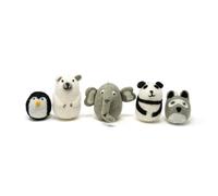 Gry & SIF - Animali in feltro, decorazione per la cameretta dei bambini, per ragazze e ragazzi, da appoggiare o appendere, idea regalo per bambini, fatti a mano, animali da zoo, set da 5