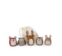 Gry & Sif Animali in feltro, statuette decorative da appoggiare, regalo per la cameretta dei bambini, fatti a mano, commercio equo e solidale, set da 5