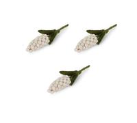 Gry & Sif Fatto a mano e certificato Fairtrade, elegante design danese x artigiani del Nepal, giacinti di perle in feltro, fiori artificiali per la decorazione del soggiorno, bianco, set da 3