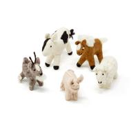 Gry & SIF - Figure in feltro, animali in feltro, decorazione per la cameretta dei bambini, da appendere, regalo di compleanno per bambini, fatti a mano, commercio equo e solidale, set da 5