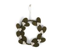 Gry & Sif Ghirlanda per porta, corona di vischio, decorazione in feltro, fatta a mano, commercio equo, ghirlanda da appendere come decorazione natalizia, idea regalo, decorazione senza tempo,