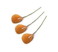 Gry & SIF gigli artificiali in feltro, fiori decorativi, fiori artificiali, gambo flessibile, fatti a mano, commercio equo e solidale, decorazione primaverile, 34 cm, 3 x giallo