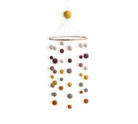 Gry & Sif Mobile Baby in feltro per lettino, box o fasciatoio, decorazione per la cameretta dei bambini, neonato, fatto a mano, commercio equo, diametro 20 cm, lunghezza 55 cm, palline di feltro color