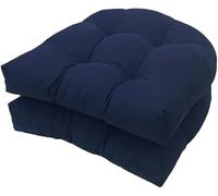 Gryyp Confezione da 2 cuscini di seduta trapuntati per interni ed esterni, 18,9" x 18,9" Cuscini di ricambio a forma di U per sedia in vimini Sedile Mobili da giardino Cuscino(Color:Blu marino)
