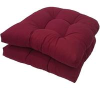 Gryyp Confezione da 2 Cuscini di Seduta Trapuntati per Interni ed Esterni, 18,9" x 18,9" Cuscini di Ricambio a Forma di U per Sedia in Vimini Sedile Mobili da Giardino Cuscino(Color:Vino Rosso)