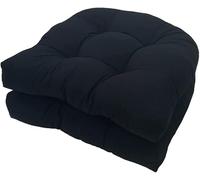 Gryyp Confezione da 2 Cuscini di Seduta Trapuntati per Interni ed Esterni, 18,9" x 18,9" Cuscini di Ricambio a Forma di U per Sedia in Vimini Sedile Mobili da Giardino Cuscino(Color:Nero)