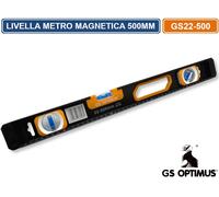 GS OPTIMUS LIVELLA METRO LINEARE MAGNETICA IN ALLUMINIO TRIPLA BOLLA DA 500MM