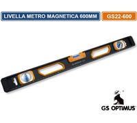 GS OPTIMUS LIVELLA METRO LINEARE MAGNETICA IN ALLUMINIO TRIPLA BOLLA DA 600MM