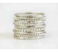 GS Silver Micro Stacking set 10 pezzi anello a fascia intrecciata sottile reg...