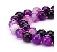 GS1-10 - 2 fili di agata naturale viola, pietre preziose curative rotonde da 10 mm, distanziatori sfusi (70-74 pezzi) per la creazione di gioielli artigianali