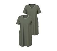 gs1 data protected company 4069787000005 Bigshirts, 2er-Pack, Rundhals/V-Ausschnitt, Halbarm Nightgown, Verde Oliva/Grigio, 64 Donna