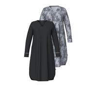 gs1 data protected company 4069787000005 Bigshirts, 2er-Pack, Tunika-Ausschnitt, Langarm Camicie da Notte, Nero, 62-64 Donna