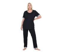 gs1 data protected company 4069787000005 Schlafanzug, Spitzenkanten, Rundhals, Halbarm Set Pajama, Nero, 42-44 Donna
