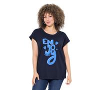 gs1 data protected company 4069787000005 T-Shirt, Enjoy Frontdruck Maglietta, Blu Marino, 48/50 IT Donna