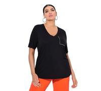 gs1 data protected company 4069787000005 T Shirt V Ausschnitt und Tasche mit Hotfix Maglietta, Nero, 52/54 IT Donna
