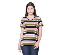 gs1 data protected company 4069787000005 T-Shirt with Multicolorstripes Maglietta, Blu Marino, 52/54 IT Donna