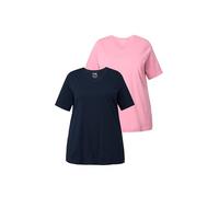 gs1 data protected company 4069787000005 T-Shirts, 2er-Pack, V-Ausschnitt, Halbarm, Biobaumwolle Maglietta, Rosa Antico, 64 IT/66 IT Donna