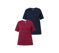 gs1 data protected company 4069787000005 T-Shirts, 2er-Pack, V-Ausschnitt, Halbarm, Biobaumwolle T-Shirt, Rosso Ciliegia Scuro, 64 IT/66 IT Donna