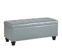 GSACLKES Banche Di Stoccaggio, Sgabello Cambio Scarpa Banca Pu Cuscino Camera da Letto Sgabello Retangolare Scatola Di Stoccaggio Rivet Decorazicuscinettoso 150Kg/Grigio