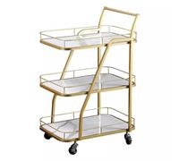 GSACLKES Carrelli, Carrello Bar Mobile con Stoccaggio a 3 Livelli Carrello da Cucina Rotolante Scaffale in Legno Di Marmo Bianco Cornice D'Oro Elegante Carrello da Servirer Bevande e Ciborfettor Casa