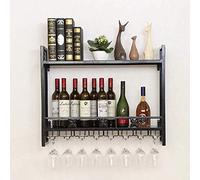 GSACLKES Rackr Vino in Metmontato a Parete | Sospensistemware in Vetro | Home Camera Soggiorno Cucina Decorazidisplay Rack Dfvv, Nero, 80 * 22Cm/Nero/120 * 22 cm