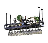 GSACLKES Sostenitore Del Bicchiere da Vino, Sostenitore Del Bicchiere da Vino Sospeso Sostenitore Di Calici Regolabili in Altezzar Bar Ristoranti Cucine Decoraziscaffale, Ottone, 120 * 35Cm/Nero/80 *