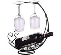 GSACLKES Supportor la Bottiglia Di Vino in Stile Europeo in Ferro Vetro Di Vino Display Di Stoccaggio Decorazionir la Casamalista Moderno Portatiler Gli Amanti Del Vino, Nero/Nero