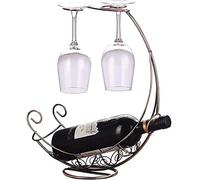 GSACLKES Supportor la Bottiglia Di Vino in Stile Europeo in Ferro Vetro Di Vino Display Di Stoccaggio Decorazionir la Casamalista Moderno Portatiler Gli Amanti Del Vino, Nero/Bronzo