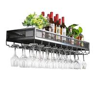 GSACLKES Wine Rack, Fashion Grid Hangiwine Glass Tray Rack Restaurant Wine Rack Montato a Parete Dimensioni: 60/80/100/120 Cm, Nero, 80 cm/Nero/80 cm