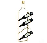 GSACLKES Wine Rack in Ferro Battuto Montato a Parete,Rack Di Stoccaggio Verticale Del Vino con Forma Di Bottiglia Di Vino,Scaffaler Vino con Portavetror Ristoranti, Bar, Arredi Quotidiani Ecc,Tieni 4