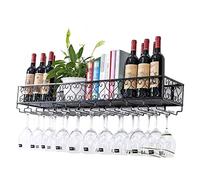GSACLKES Wine Racks Cucina Storage Organization Wine Glass Wall in Met| Wall Shelf Storage Rack Wall-Mount | Wine Bottle | Multi-Size, Nero, 120 * 25Cm/Nero/100 * 25Cm