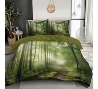 GSAEIMCT 3 Piece Verde Sentiero Degli Alberi Pattern Duvet Set,3D Da Letto,Scenario Naturale Set Di Biancheria Da Letto,Copripiumino Con Cerniera,Per Adulti Ragazzi E Ragazze 220X230Cm