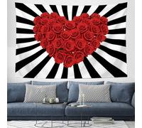 GSAEIMCT Appeso A Parete Decorazione - Rosso Cuore Di Rosa Stile Romantico Retrò 100 X 75 Cm - Grande Murale Manifesto - Accessori Casa Soggiorno Camera Da Letto Soffitto