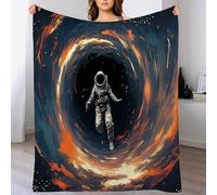 GSAEIMCT Arancione E Bianco Astronauta Del Buco Nero Coperta Stampata In Personaggi Dei Cartoni Animati Morbida E Accogliente Per Bambini Ragazzi Adulti Coperta Solida Per Letto E Divano 75X100Cm