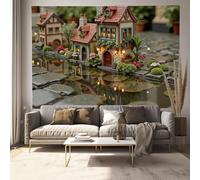 GSAEIMCT Arazzo Con Case Rurali Scena Di Fiaba Verde, Da Appendere Alla Parete, Decorazione Per Camera Da Letto, Soggiorno, Ufficio, Arte Artistica Da Parete, 100 X 75 Cm