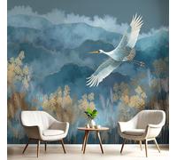 GSAEIMCT Carta Da Parati Azzurro Gru Che Volano Sopra Le Montagne Effetto 3D 200X140Cm Fotomurale Cucina Murales Xxl Poster Gigante Design Casa Paesaggio Dipinto Ad Olio Per Soggiorno Camera Da Letto